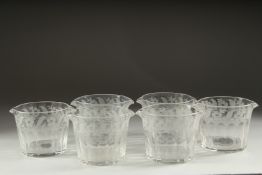 A SET OF SIX ENGRAVED FINGER BOWLS.