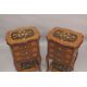 A GOOD PAIR OF LOUIS XVITH STYLE INLAID BEDSIDE CABINET with three drawers and under tier. 1ft - Image 2 of 2