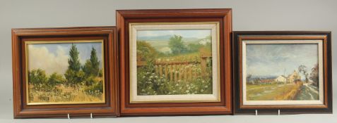 Eric Bottomley (b. 1948) 'Ladies Lace and Old Gate;, oil on panel, signed, 8.5