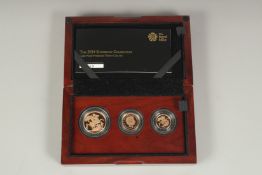 THE ROYAL MINT. THE SOVEREIGN 2014 THREE COIN PREMIUM GOLD PROOF SET. No. 169. Double sovereign,