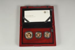 THE ROYAL MINT. THE SOVEREIGN 2017 THREE COIN PREMIUM SET. No. 017, Double sovereign, sovereign,