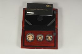 THE ROYAL MINT. THE SOVEREIGN 2015 THREE COIN, PREMIUM GOLD PROOF COIN SET. No. 006. Double