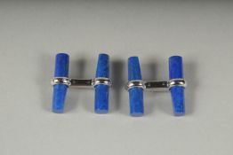 A PAIR OF VAN CLEEF AND ARPELS WHITE GOLD AND LAPIS CUFF LINKS in original box and white outer