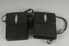A PAIR OF ROYSTER STINGRAY SKIN BAGS.