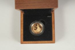 THE 2008 UK BRITANNIA QUARTER OUNCE GOLD PROOF COIN. No. 0605, boxed.