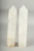 A PAIR OF ROCK CRYSTAL OBERLISKS. 11ins high.