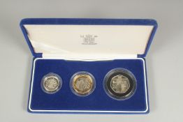 THE ROYAL MAIL. 2003 SILVER PROOF PIEDFORD, THREE COIN COLLECTION.