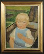 Mid 20th Century. A head and shoulders study of a blonde child, oil on canvas. 18