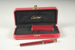 A CARTIER FOUNTAIN PEN. 18ct gold nib with four ink refills in a Cartier case.