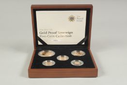THE ROYAL MINT. THE 2011 UK GOLD PROOF SOVEREIGN FIVE COIN COLLECTION. No. 854. £5.00, double