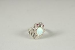 A SILVER GOLD PLATED, OPAL AND C Z LINE BRACELET.