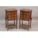 A GOOD PAIR OF LOUIS XVITH STYLE INLAID BEDSIDE CABINET with three drawers and under tier. 1ft - Image 1 of 2