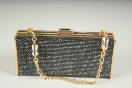 JUDITH LEIBER. A BLACK BEAD EVENING BAG. 5.75ins long.