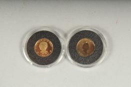 DIANA PRINCESS OF WALES. 1/25 GOLD COIN, No. 035503 and a CANADA 1/20 GOLD COIN. (2).