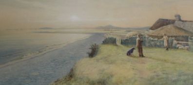 Large framed watercolour depicting 