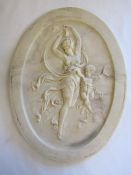 19th Century style composition stone cameo plaque signed T.P Darbiene 1889 (Danbiene?) - depicting