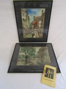 Carlos Rincon watercolours 'Quai d'Anjou - Paris' 1952 - unsigned with label to rear and 'Venecia'