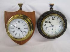 Oak wall clock and quartz barometer