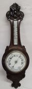Late Victorian mahogany framed aneroid barometer