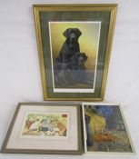 3 framed prints - pencil signed Nigel Hemming limited edition 128/1000 'Generations black labradors'