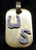 Tested as 18ct gold & diamond set fob 7.5g