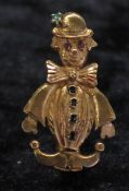 9ct gold gem set clown brooch 3.89g