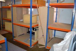 *Modern racking (3 units with 3 shelves & 2 low level 2 shelve units) 122cm x 92cm / 122cm x 153cm /