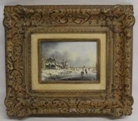 Framed oil on board depicting winter landscape by Anton Van Den Hoeven (b.1940) 38cm x 34cm