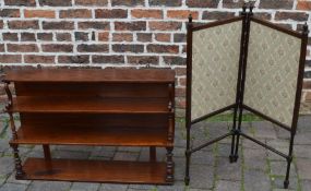 Shelving made from chiffonier tops and a screen