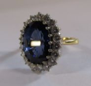 18ct Gold Sapphire & Diamond Cluster Ring