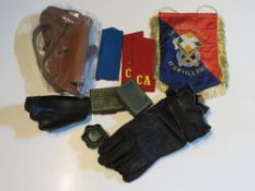 A quantity of asssorted militaria inc; British Field gloves, British camo cream,