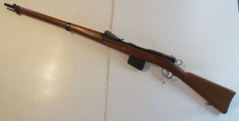 An obsolete calibre Swiss Schmidt-Rubin 7.5mm straight pull Rifle, with matching numbers.