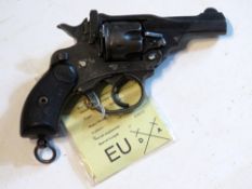 A deactivated Webley MK IV snub nosed revolver.