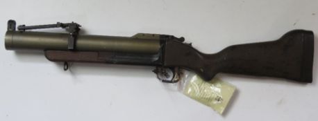 A deactivated M79 40mm grenade launcher, with full working parts and strippable. With certificate.