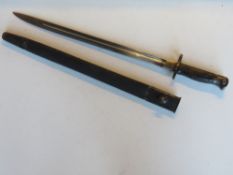 A 1907 pattern bayonet with scabbard marked Sanderson to the blade.