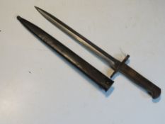A Swiss 1889 Schmidt Rubin bayonet and scabbard bearing makers mark for Elsener Schwyz.