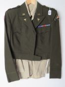 A US Army Officers cut down tunic and shirt, Captain rank and bears name of Mildred M Mattson,