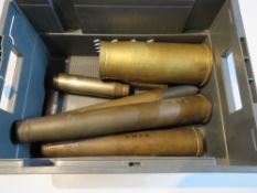 A quantity of inert shell cases, inc; 40mm mk2, 40x365 L70, 76mm, WWII 20mm,