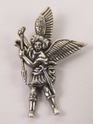 A silver avenging angel pendant, stamped 925 and measuring 3.8cm in length.