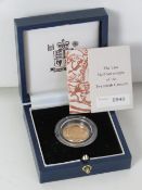 A 22ct gold proof half sovereign in original Royal Mint presentation box,
