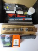 A quantity of scale model railway inc carriage marked for Triang, track, Texaco tanker carriage,