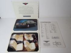 A Bentley Continental R sales brochure and specifications card.