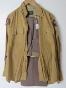 A WWII USAF field shirt, trousers and belt,