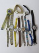 A quantity of assorted wrist watches inc Swatch SCUBA diving watch (strap a/f).