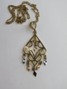 A 9ct gold pendant having filigree bale on 9ct gold chain, hallmarked 375,