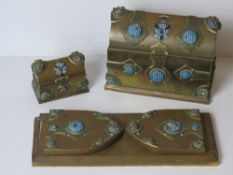 Edward Baxter; A 19th century Gothic gentlemans desktop suite comprising stationary box,