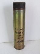 An inert British 90mm blank cartridge sh