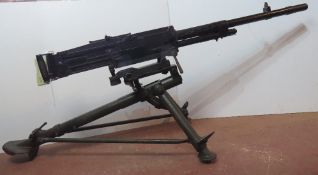A deactivated Breda M37 7.92mm heavy machine gun and tripod.