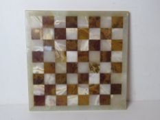 An onyx and marble chess board.