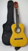 A Herald model HL34 accoustic guitar with case.